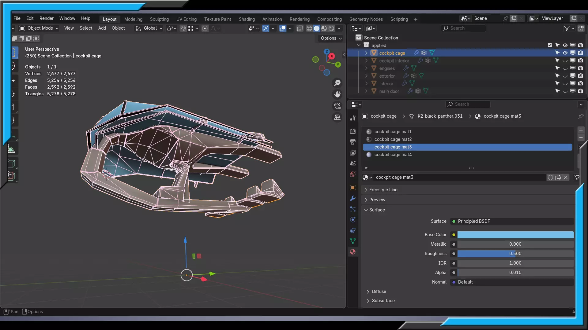 Sci-Fi Starship with Interior Base Mesh 01 Low-poly 3D model_20