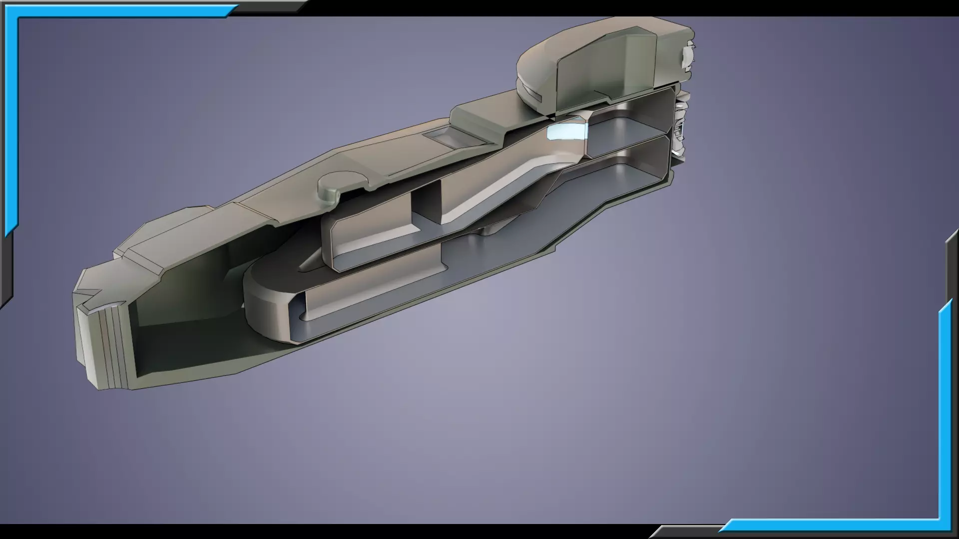 Sci-Fi Starship with Interior Base Mesh 01 Low-poly 3D model_12