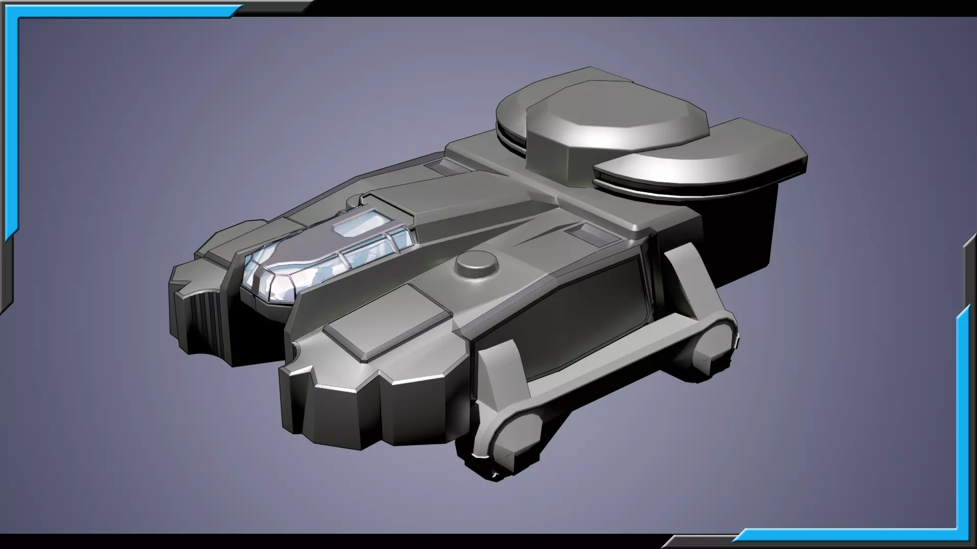 Sci-Fi Starship with Interior Base Mesh 01 Low-poly 3D model_2