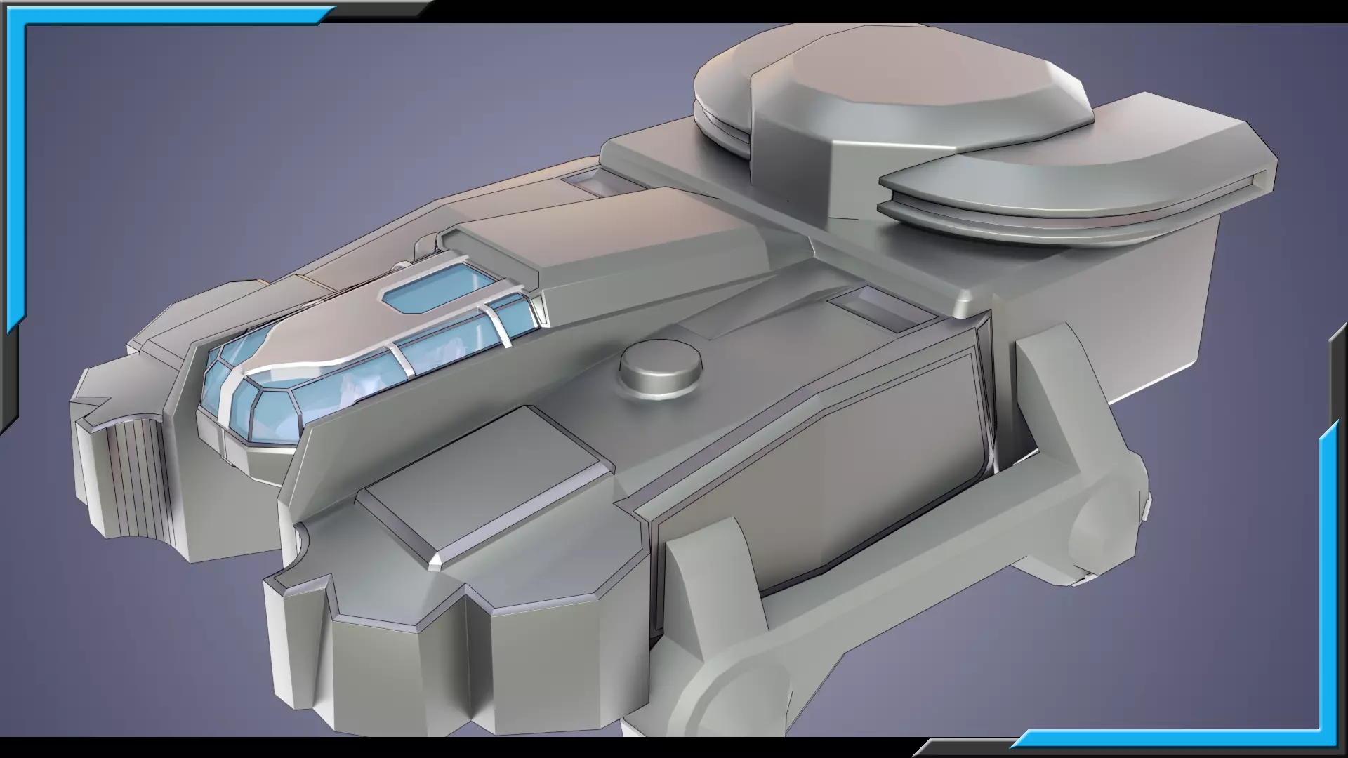 Sci-Fi Starship with Interior Base Mesh 01 Low-poly 3D model_0