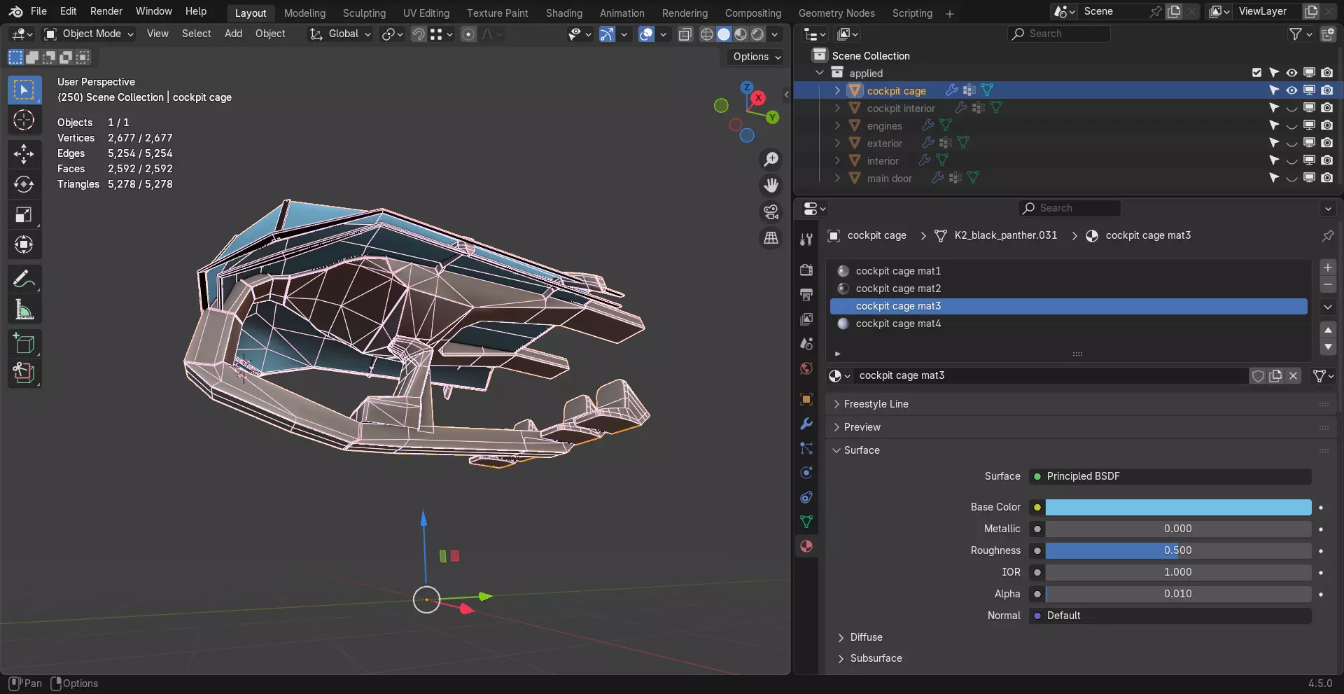 Sci-Fi Starship with Interior Base Mesh 01 Low-poly 3D model_40