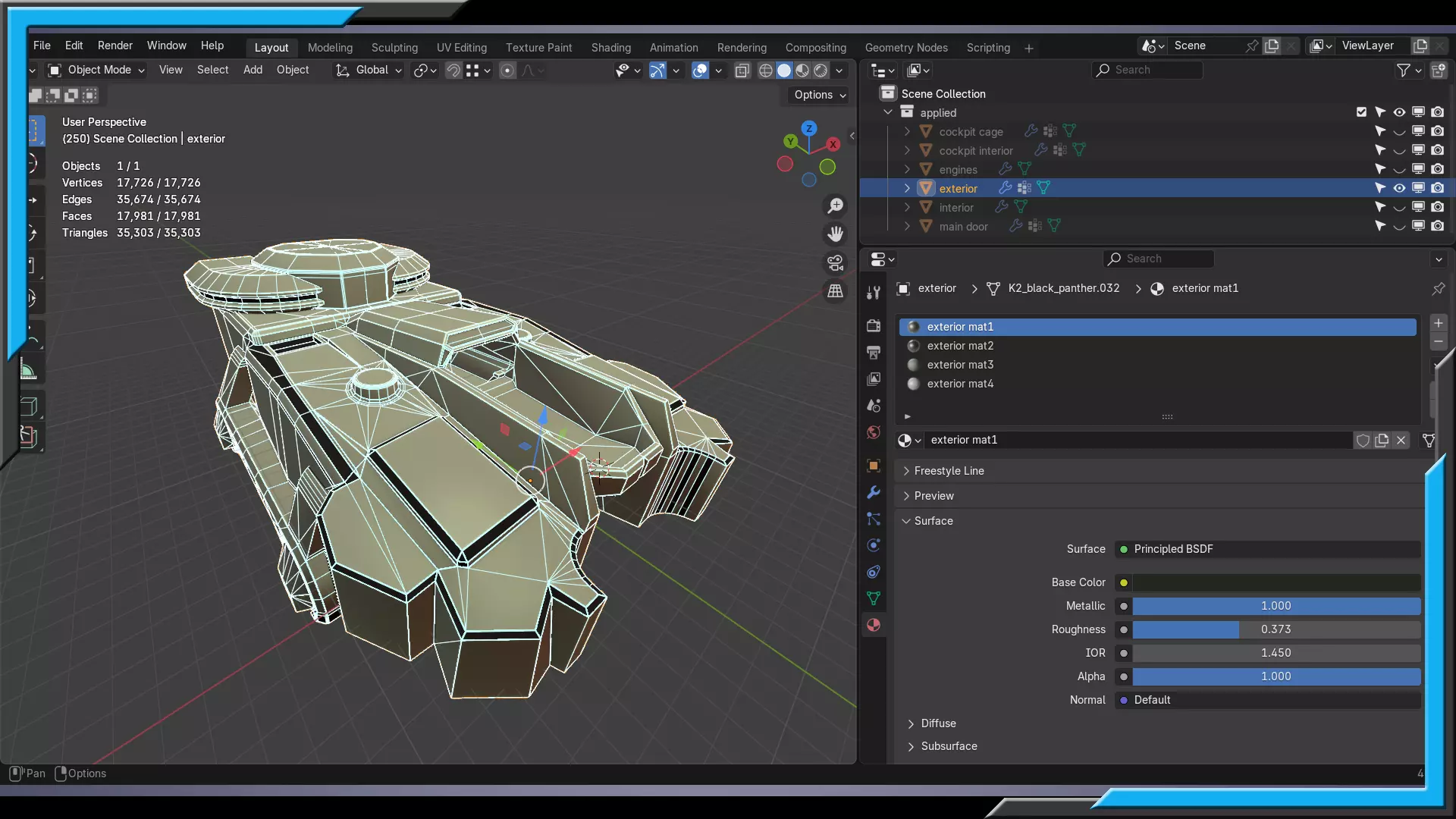 Sci-Fi Starship with Interior Base Mesh 01 Low-poly 3D model_21