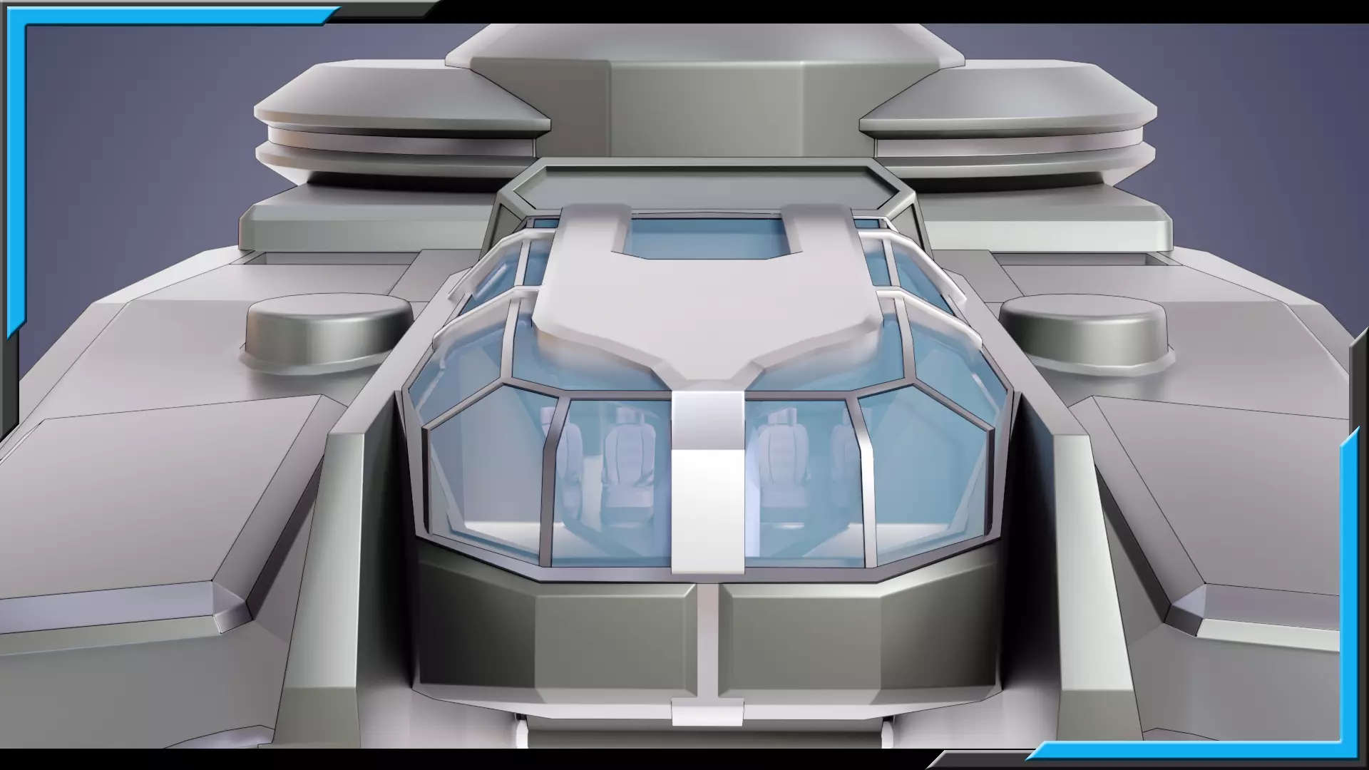 Sci-Fi Starship with Interior Base Mesh 01 Low-poly 3D model_6