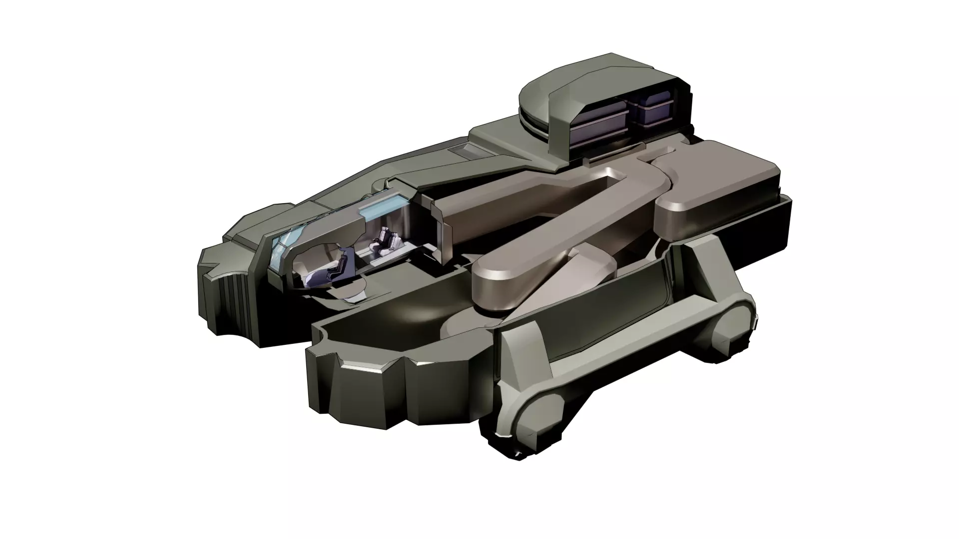 Sci-Fi Starship with Interior Base Mesh 01 Low-poly 3D model_35