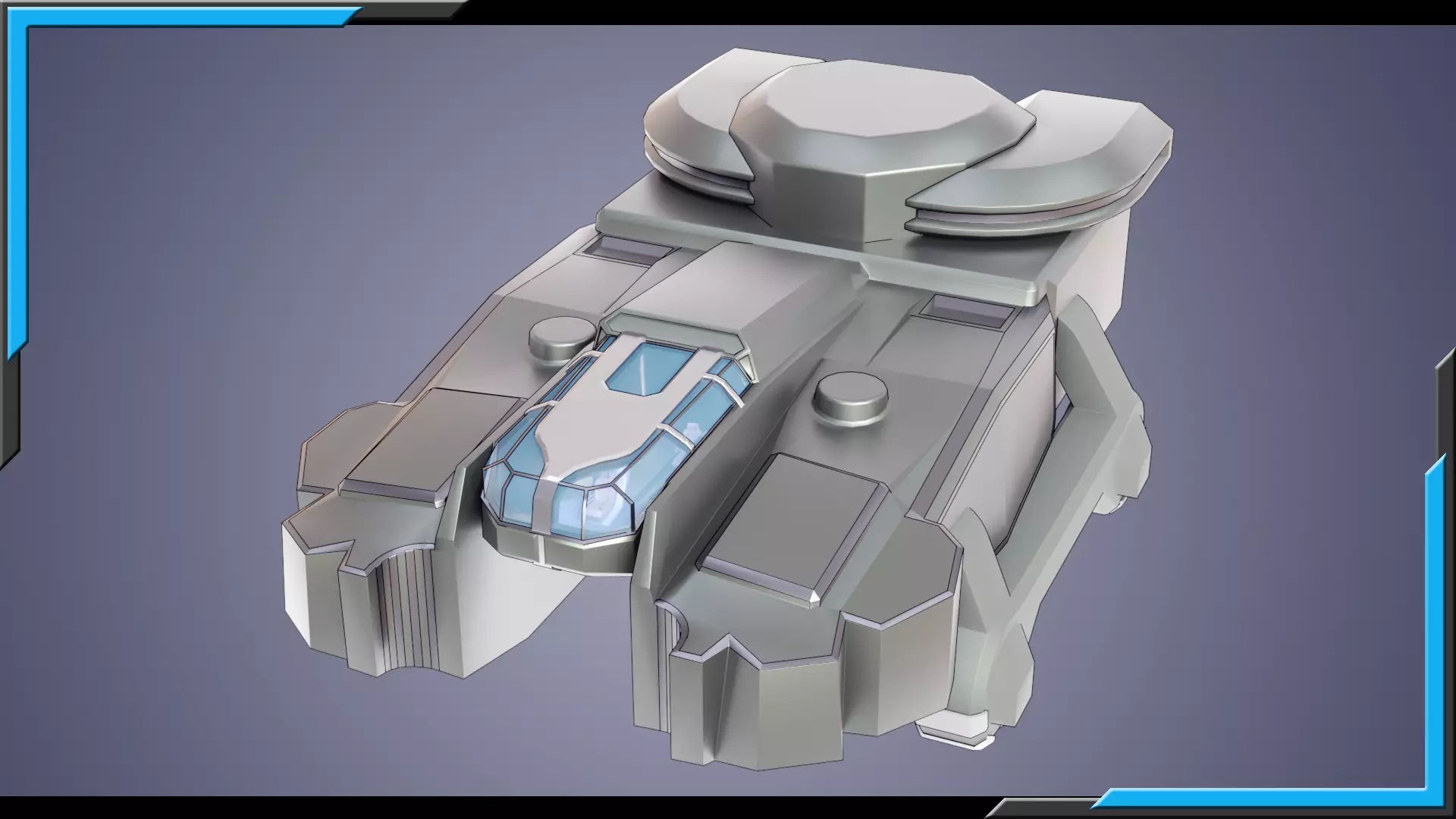 Sci-Fi Starship with Interior Base Mesh 01 Low-poly 3D model_4