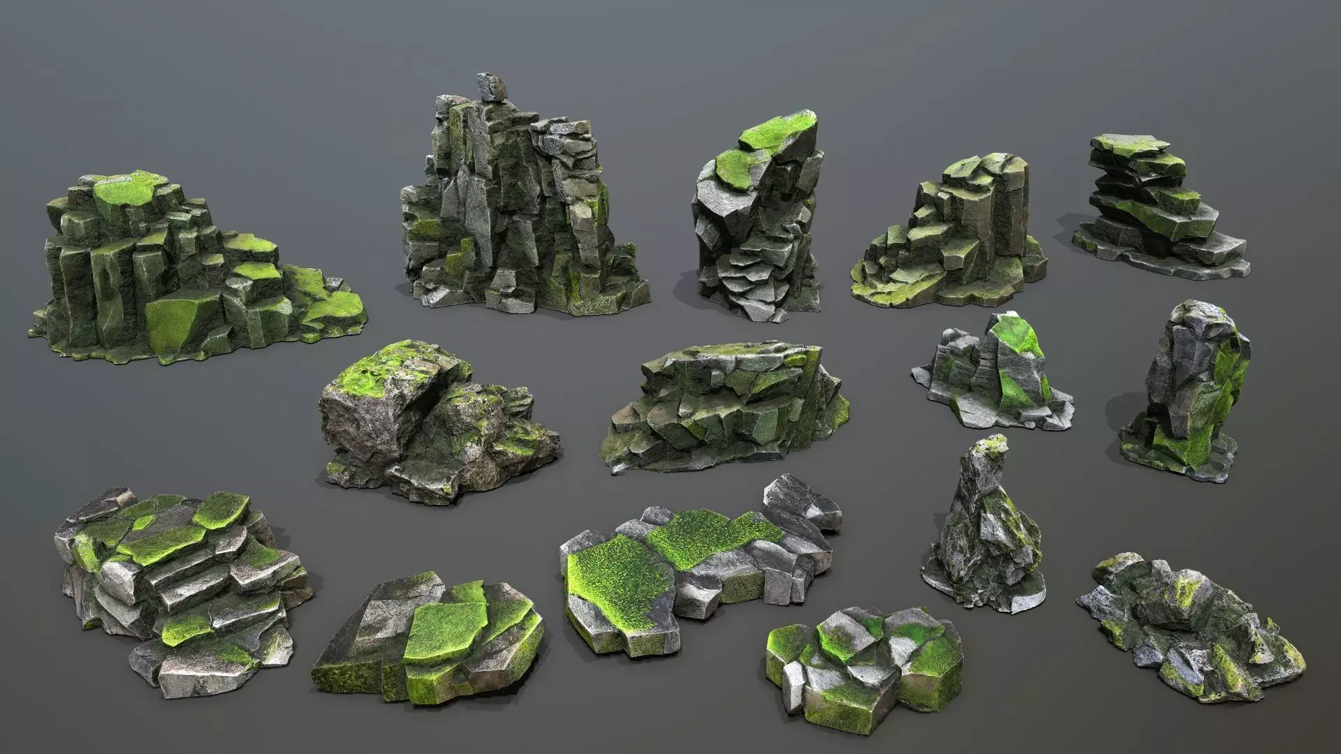 forest rocks Low-poly 3D model_1