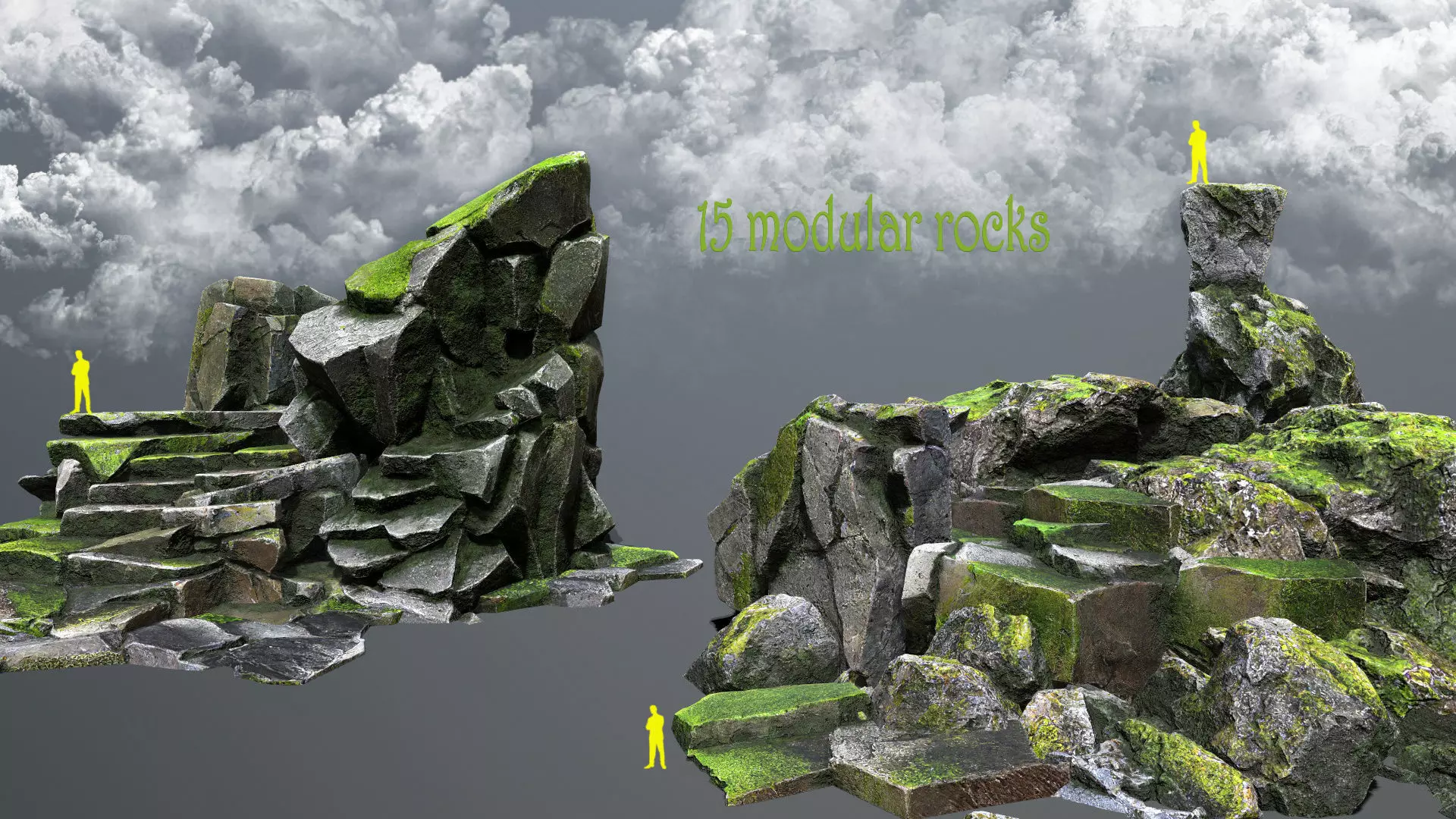 forest rocks Low-poly 3D model_0