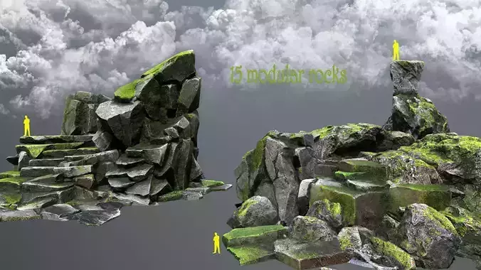 forest rocks Low-poly 3D model