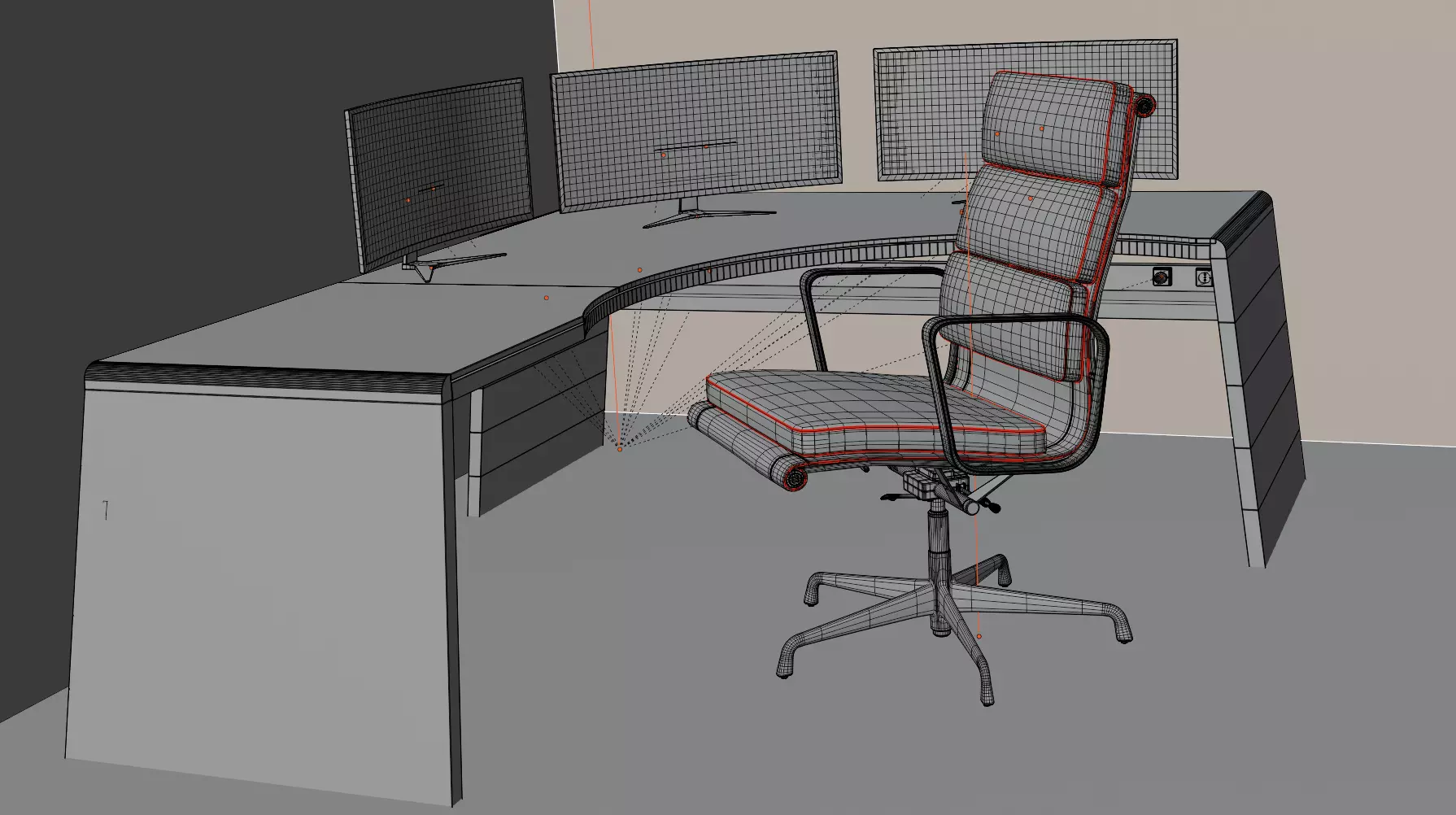 desk and chair for gaming or trade Low-poly 3D model_1