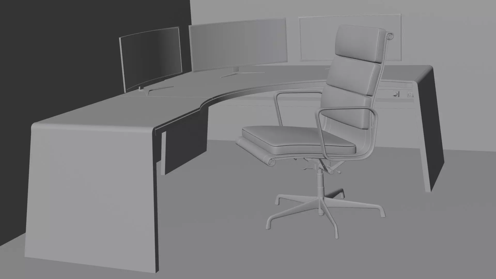 desk and chair for gaming or trade Low-poly 3D model_2