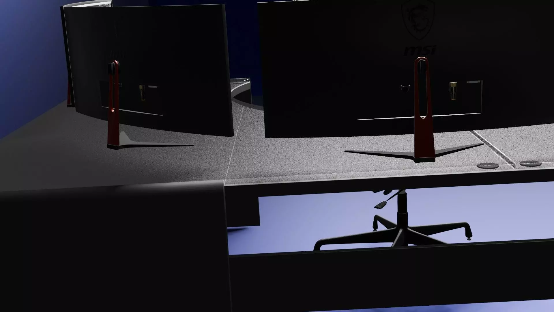 desk and chair for gaming or trade Low-poly 3D model_5