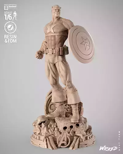 Wicked Marvel Captain America Sculpture 3D print model