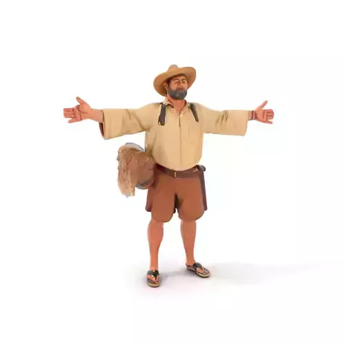 Straw Farmer Outfit model pack Low-poly 3D model