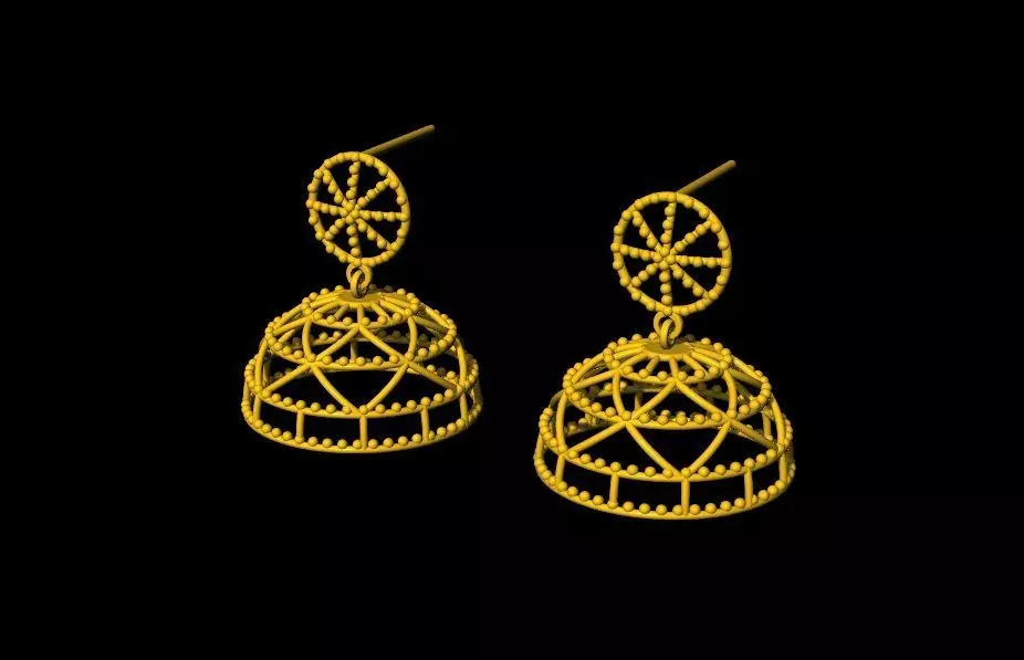 Jhumki earrings two designs 3D print model_0
