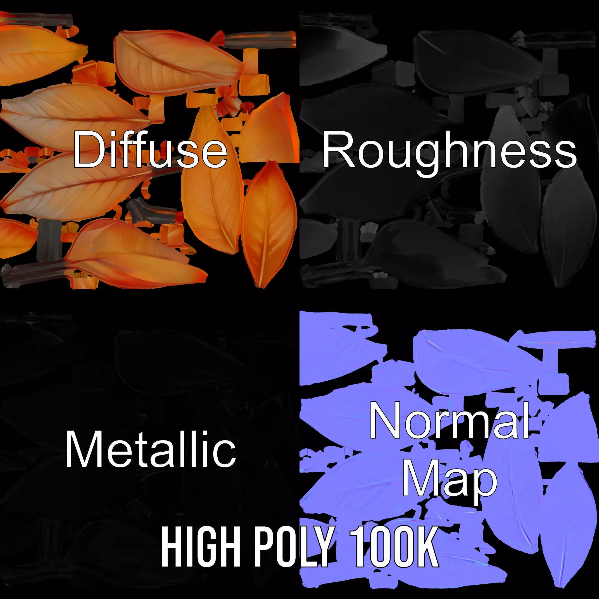 Vibrant Gradient Leaf model pack Low-poly 3D model_3