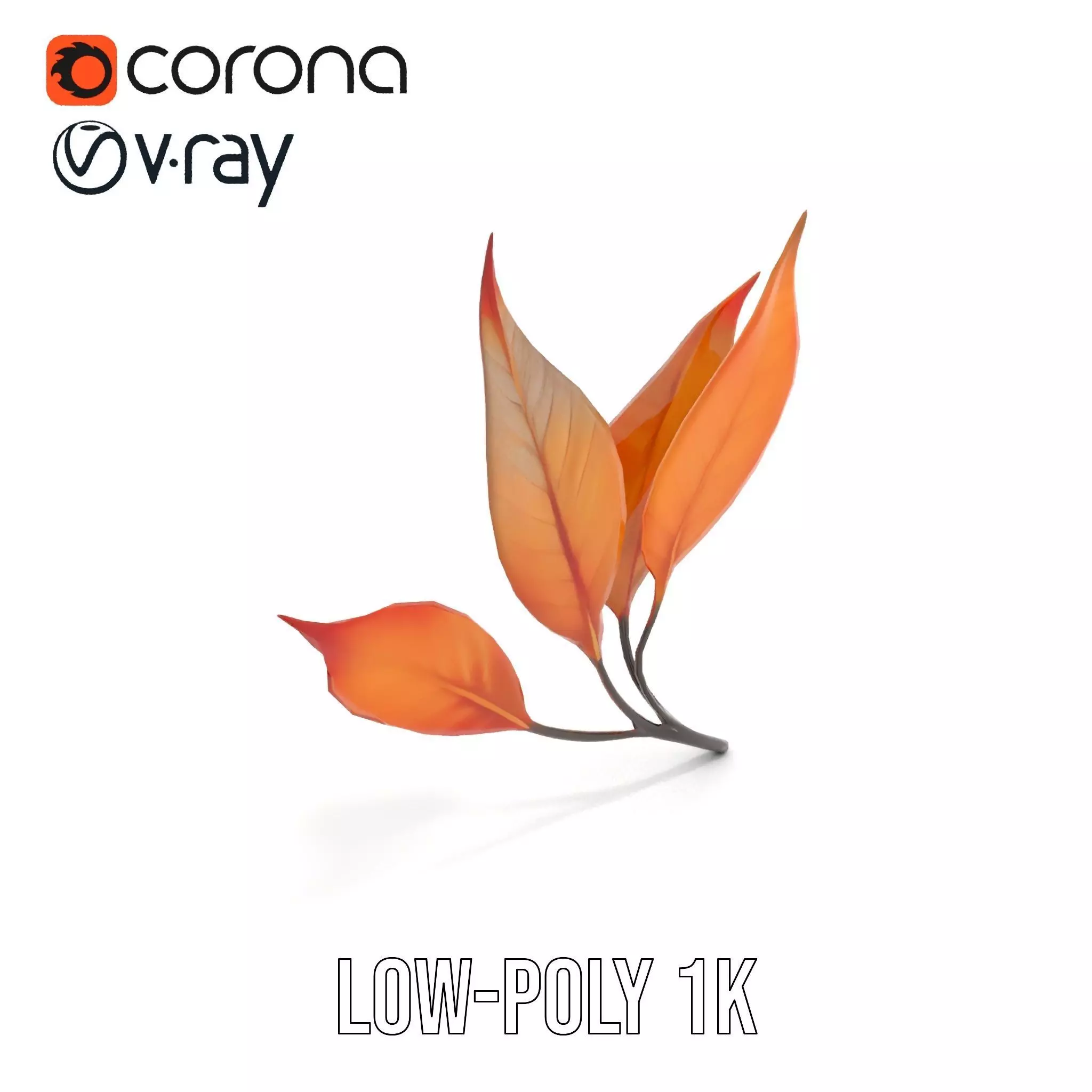 Vibrant Gradient Leaf model pack Low-poly 3D model_22