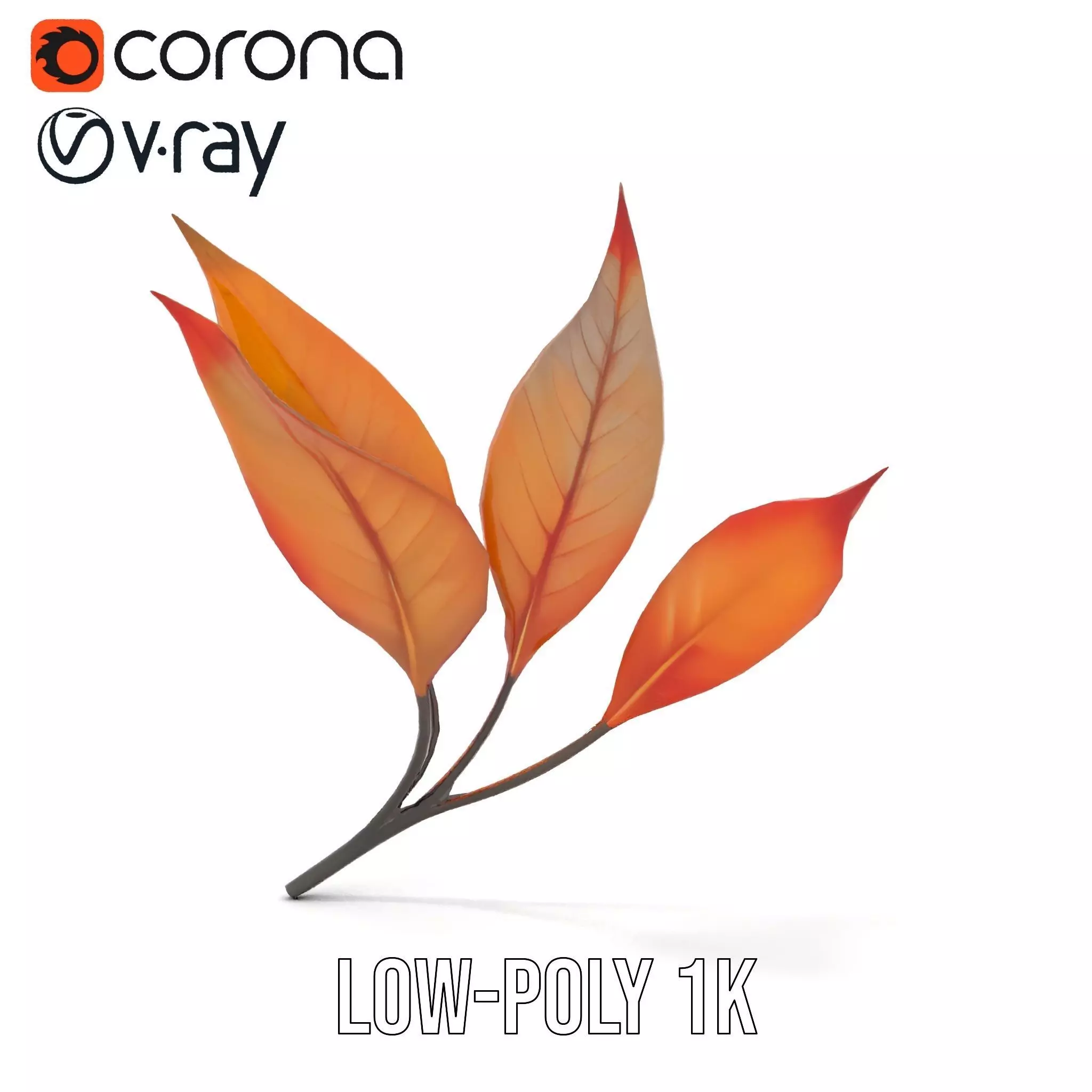 Vibrant Gradient Leaf model pack Low-poly 3D model_31