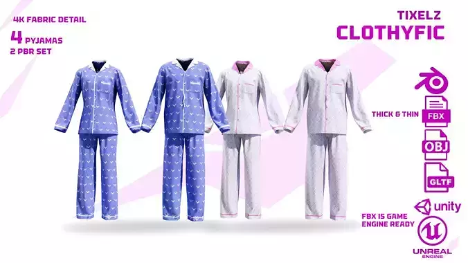 Male and Female Pajamas - clothyfic full outfits