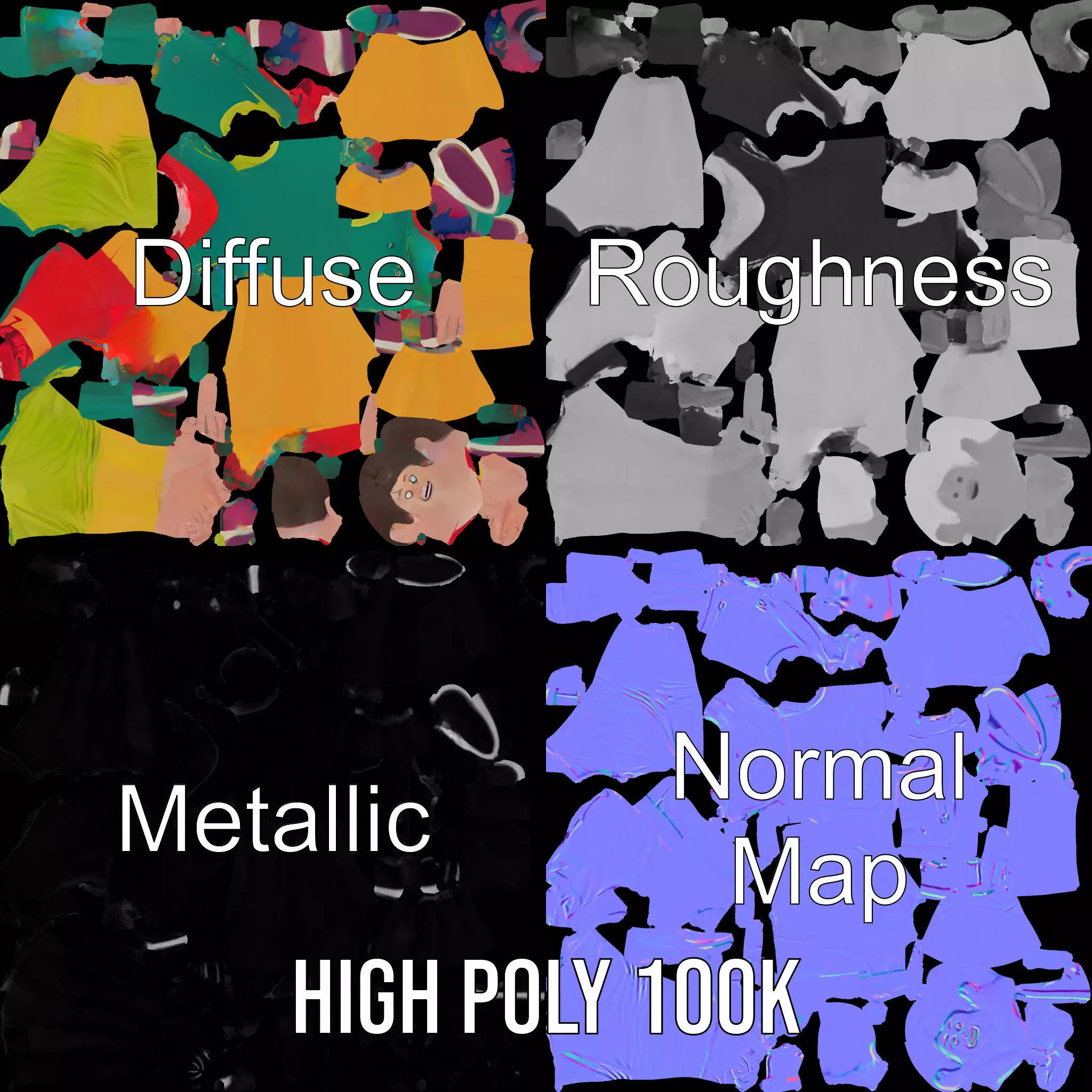 Vibrant Character Outfit model pack Low-poly 3D model_3