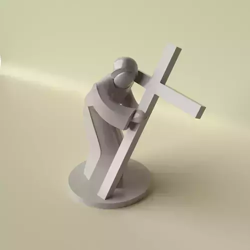 Minimalist Christ Sculpture with Cross