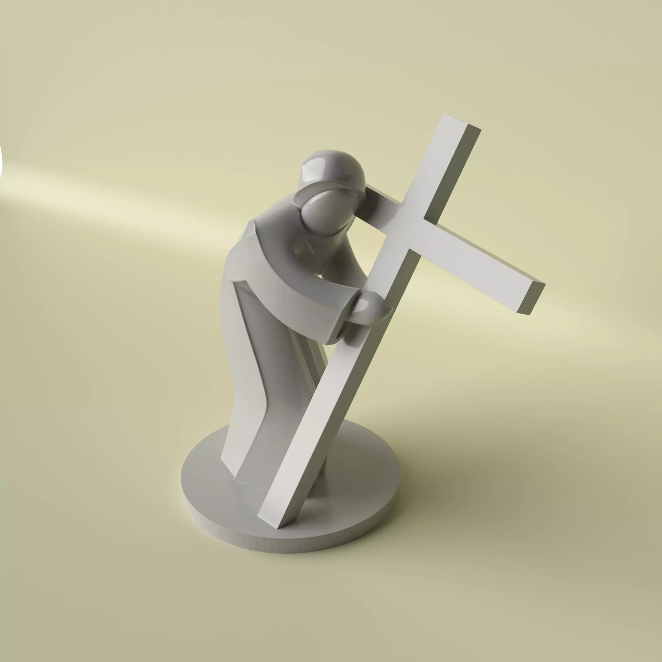 Minimalist Christ Sculpture with Cross 3D print model