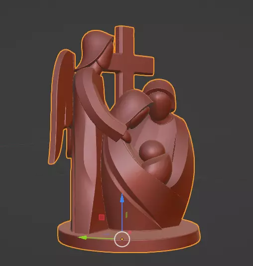 Minimalist Holy Family with Angel Decorative Sculpture 3D print model_5