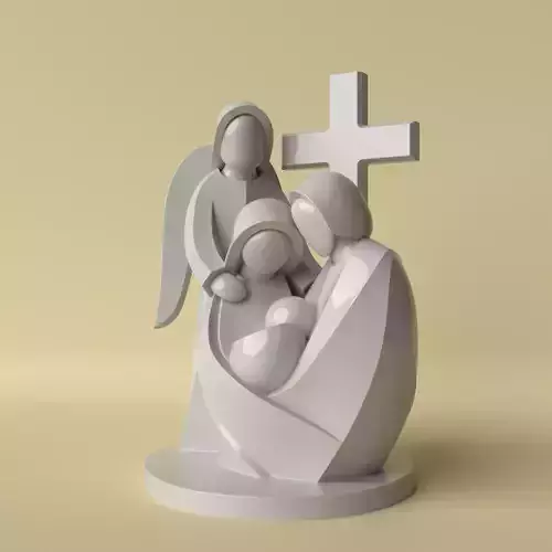 Minimalist Holy Family with Angel Decorative Sculpture 3D print model Minimalist Holy Family with Angel Decorative Sculpture 3D print model