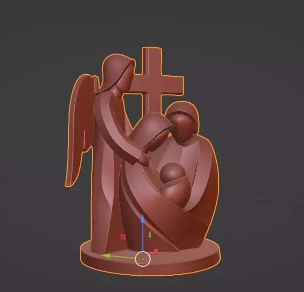 Minimalist Holy Family with Angel Decorative Sculpture 3D print model_3