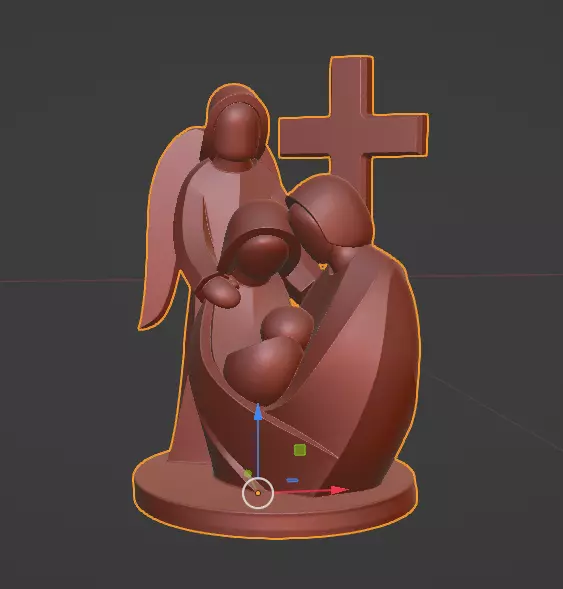 Minimalist Holy Family with Angel Decorative Sculpture 3D print model_4