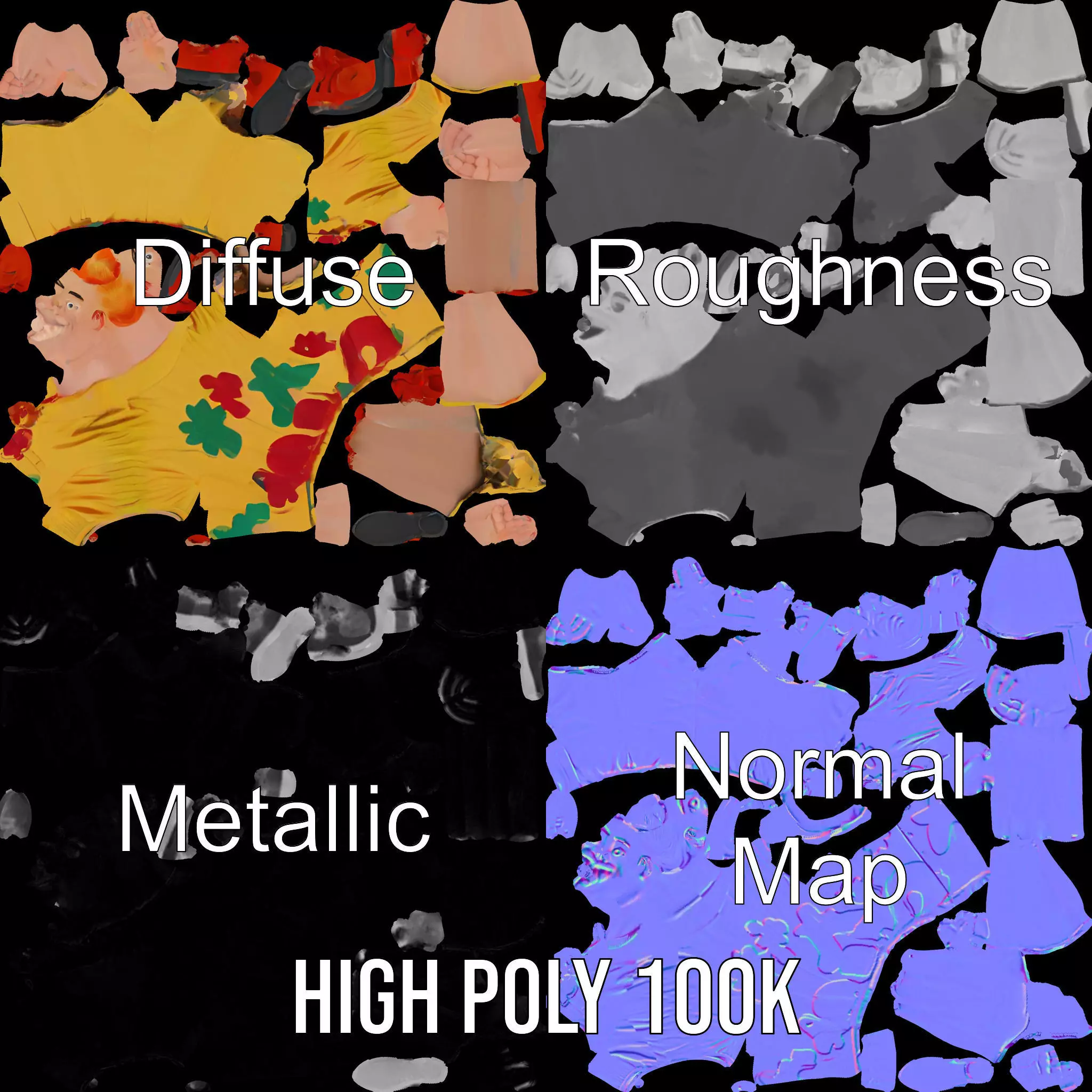 Colorful Cartoon Character model pack Low-poly 3D model_3