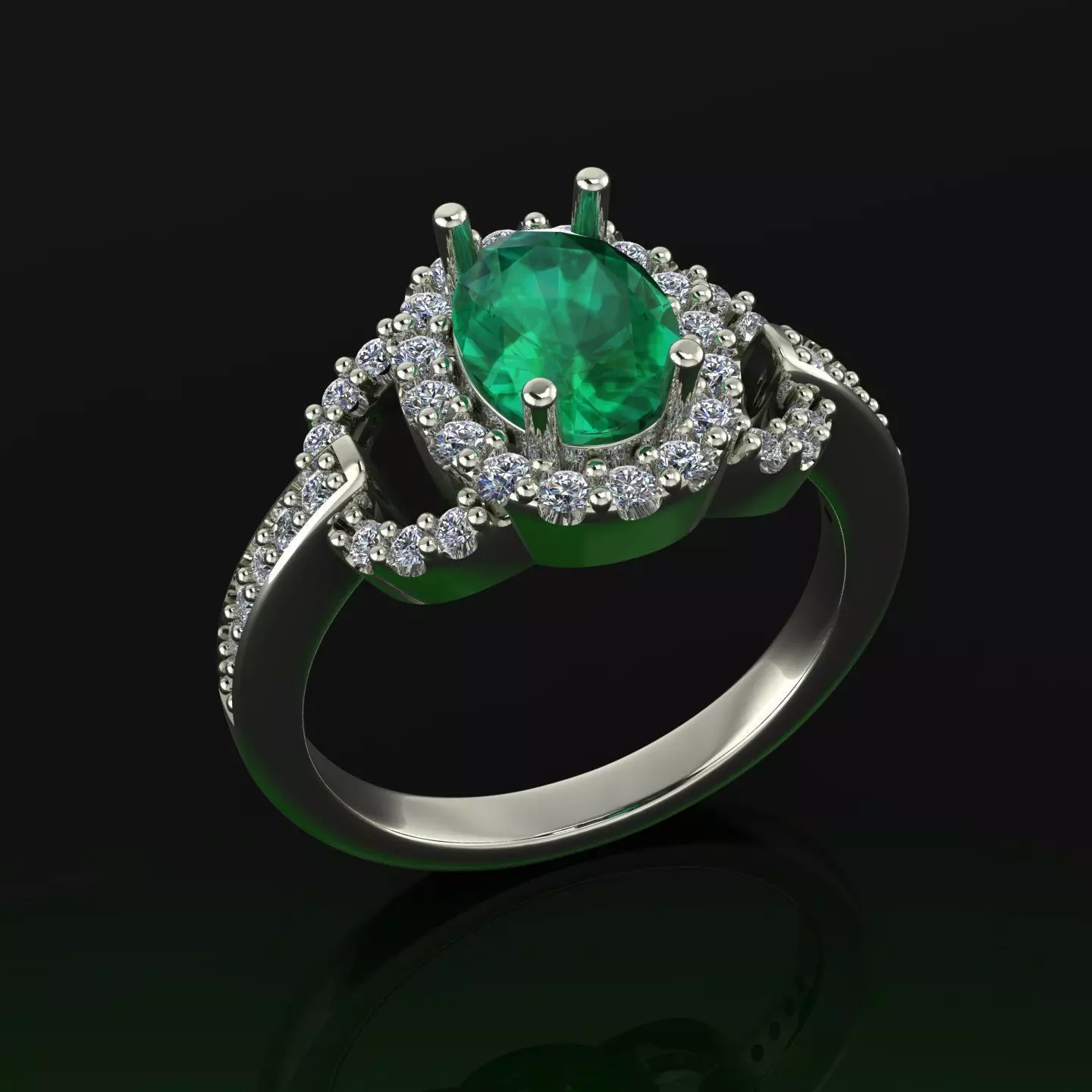 anillo piedra oval 3D print model