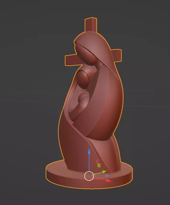 Minimalist Holy Family Statue with Cross 3D Printable Model 3D print model_6