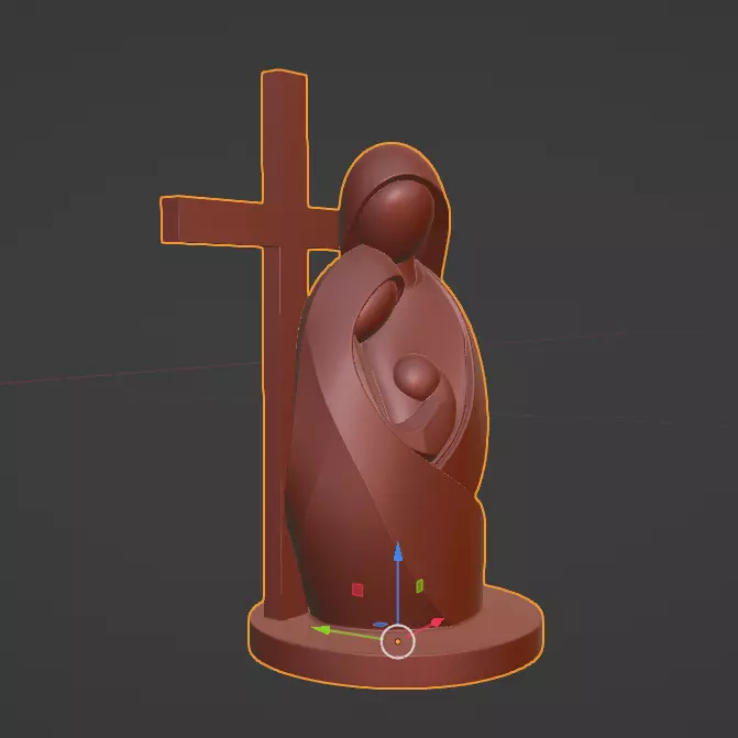 Minimalist Holy Family Statue with Cross 3D Printable Model 3D print model_5