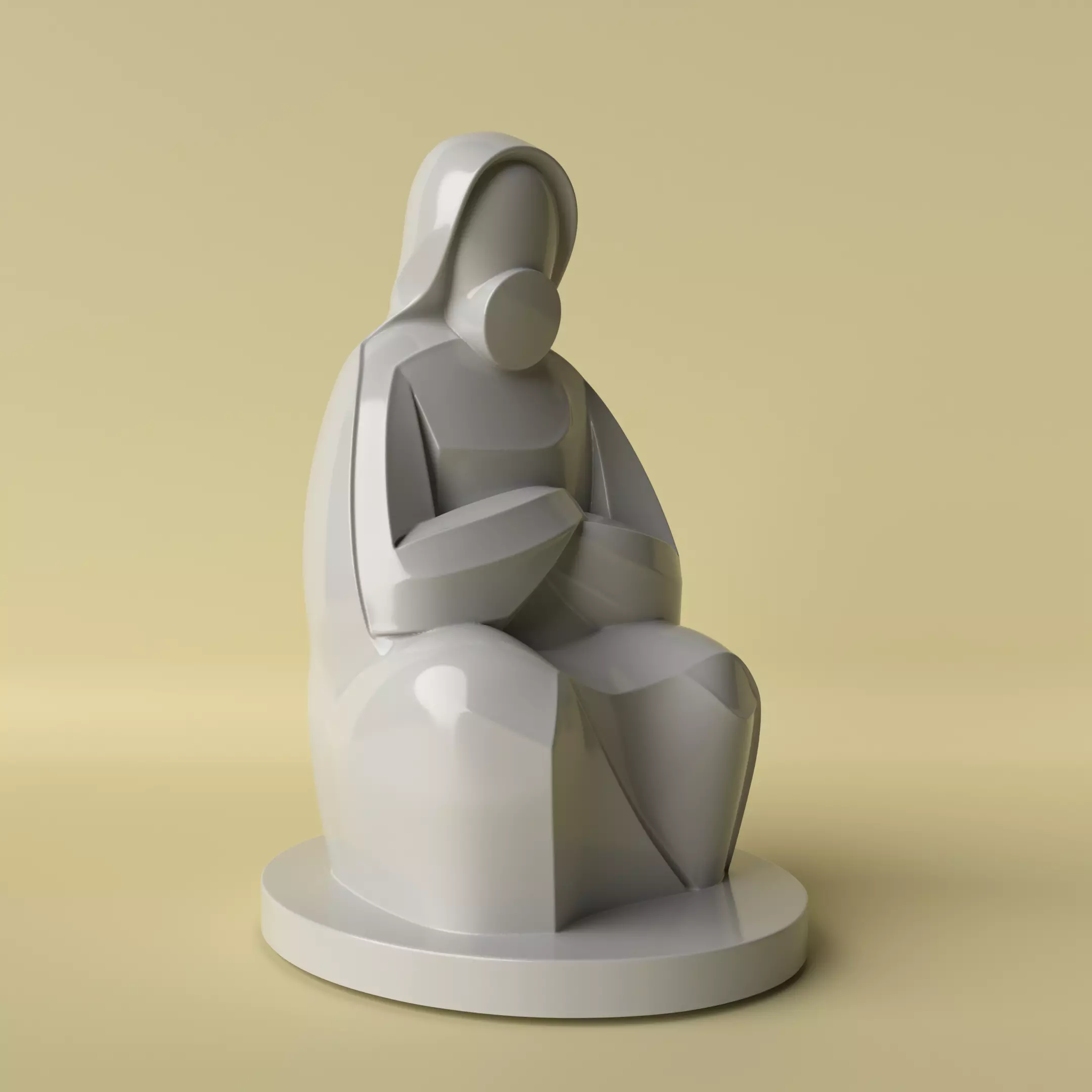 Minimalist Sitting Monk Statue 3D print model