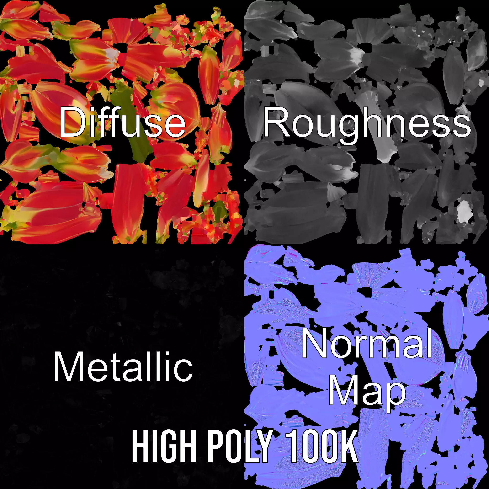 Pink Dew Flower model pack Low-poly 3D model_3