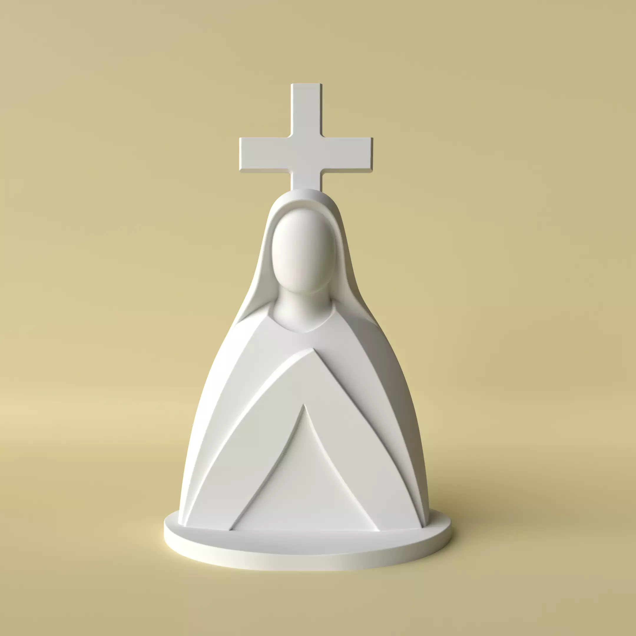 Minimalist Virgin Mary Statue with Cross 3D print model