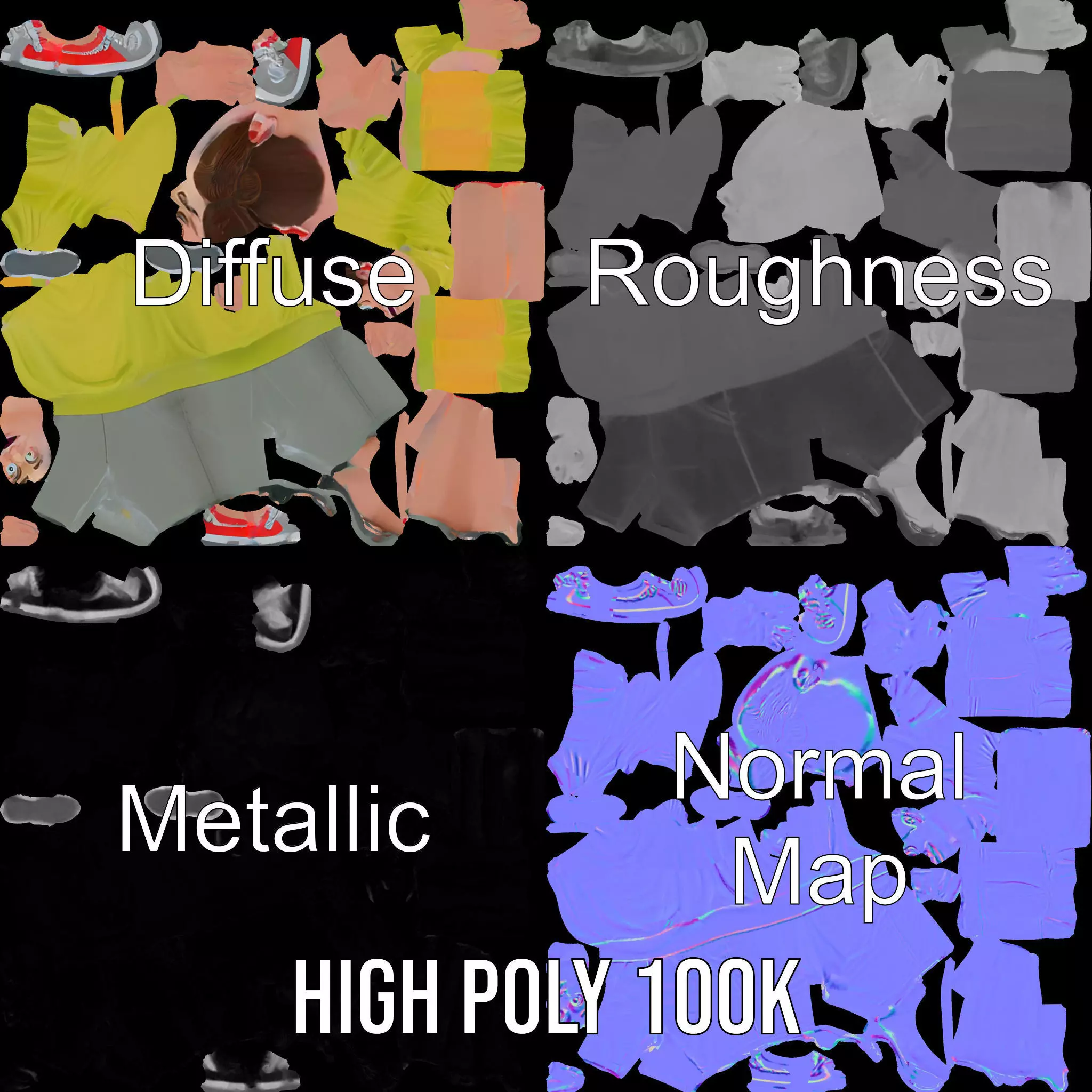 Casual Youthful Character model pack Low-poly 3D model_3