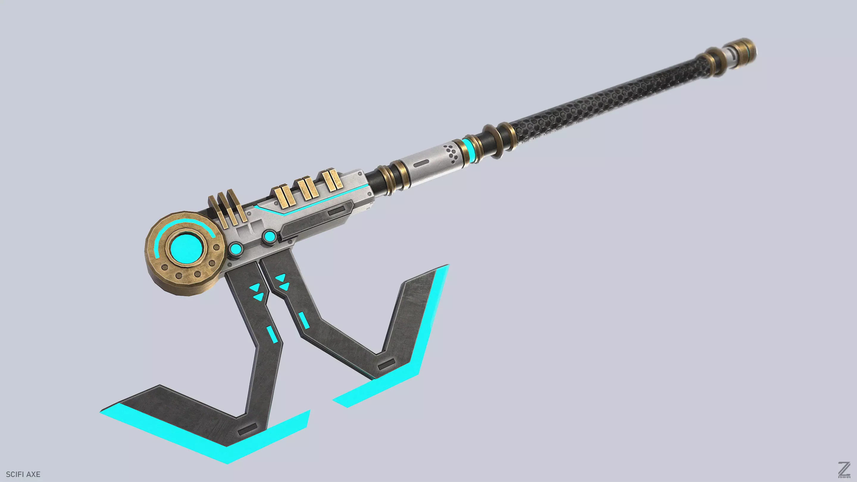 Scifi axe Low-poly 3D model_8