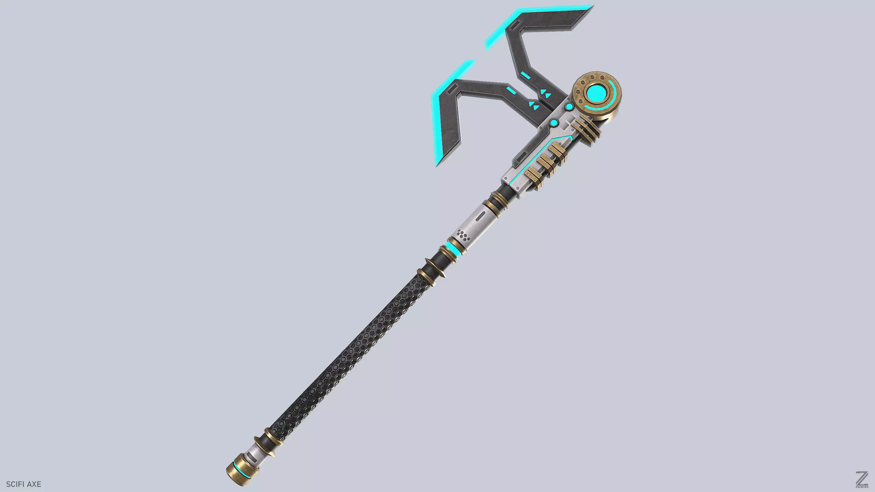 Scifi axe Low-poly 3D model_7