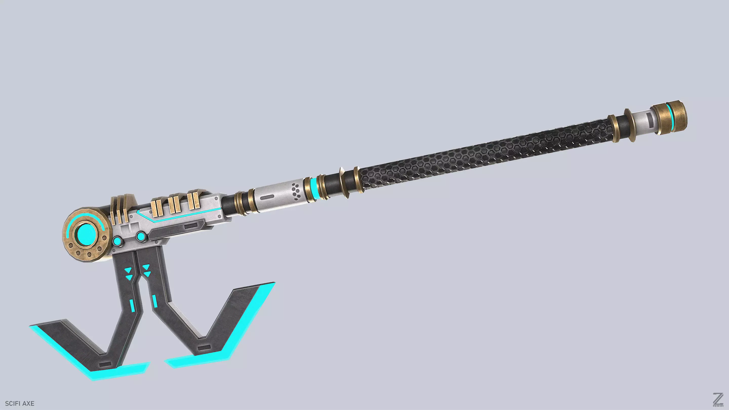 Scifi axe Low-poly 3D model_2