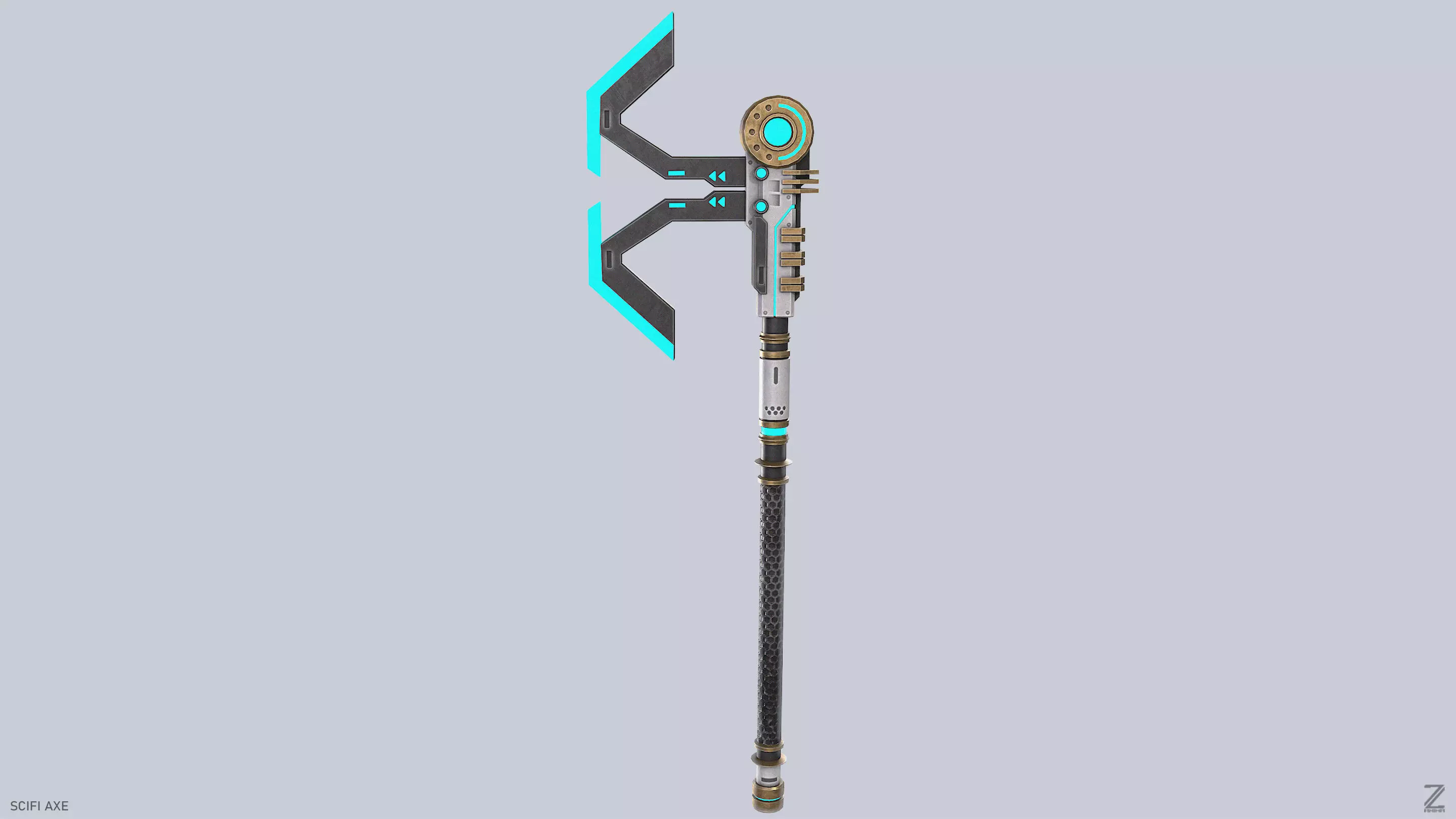 Scifi axe Low-poly 3D model_4