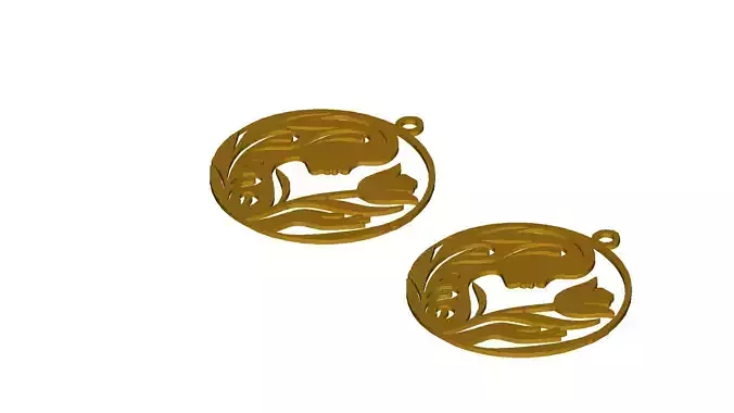 Elegant Woman with Tulip Flower Silhouette Pendant Design