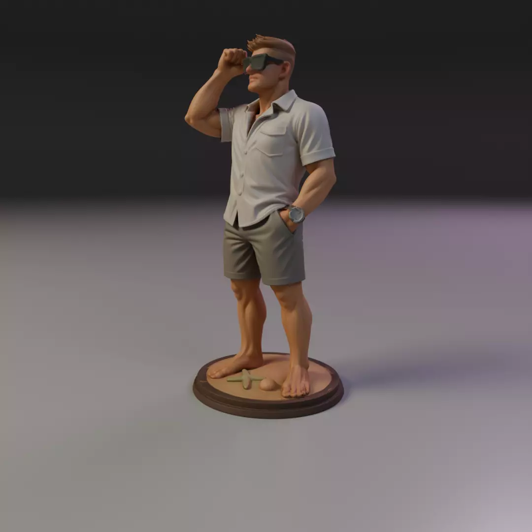 man on the beach 3D print model_9
