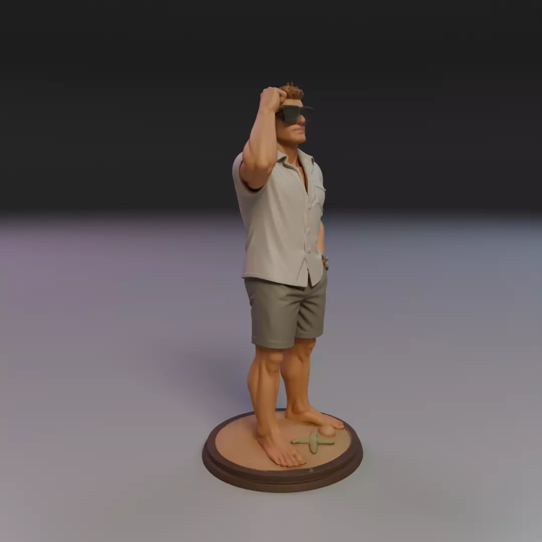 man on the beach 3D print model_11