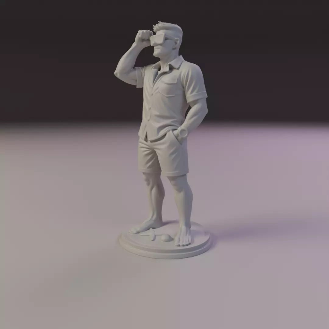 man on the beach 3D print model_10