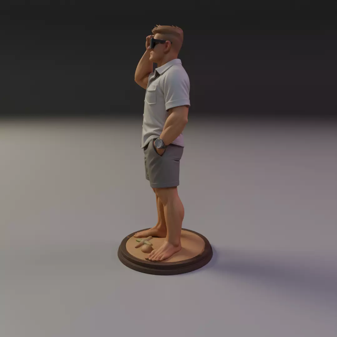man on the beach 3D print model_3