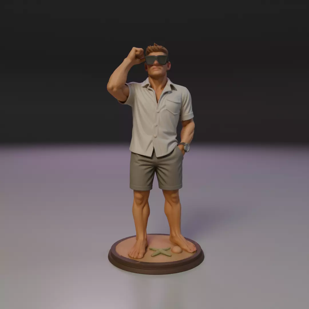 man on the beach 3D print model_15