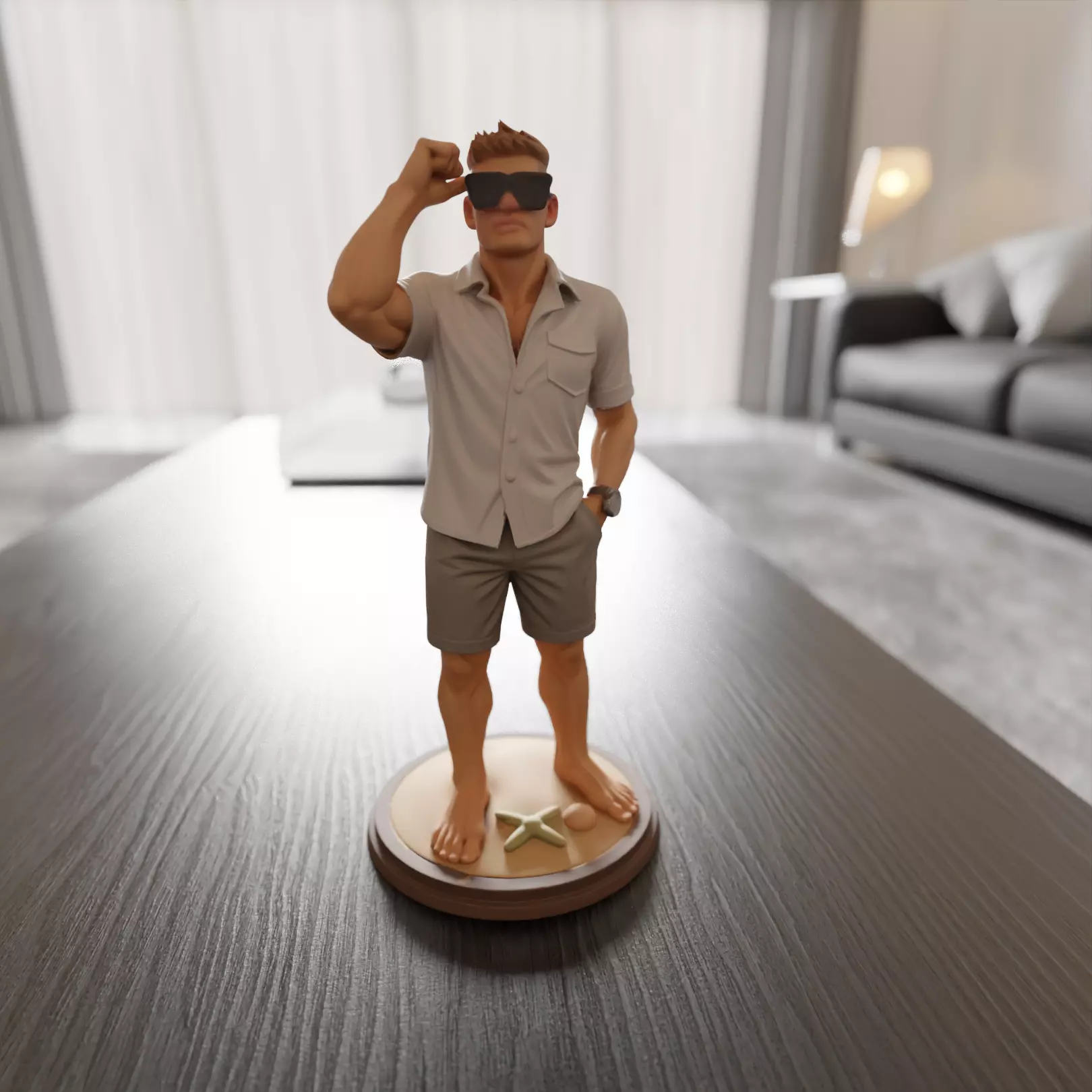 man on the beach 3D print model_0