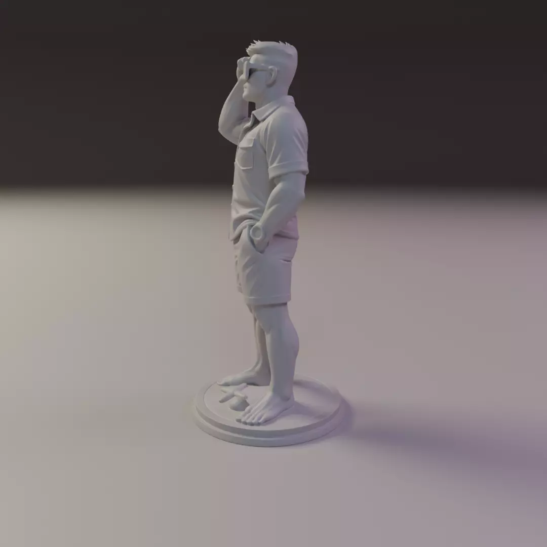 man on the beach 3D print model_4
