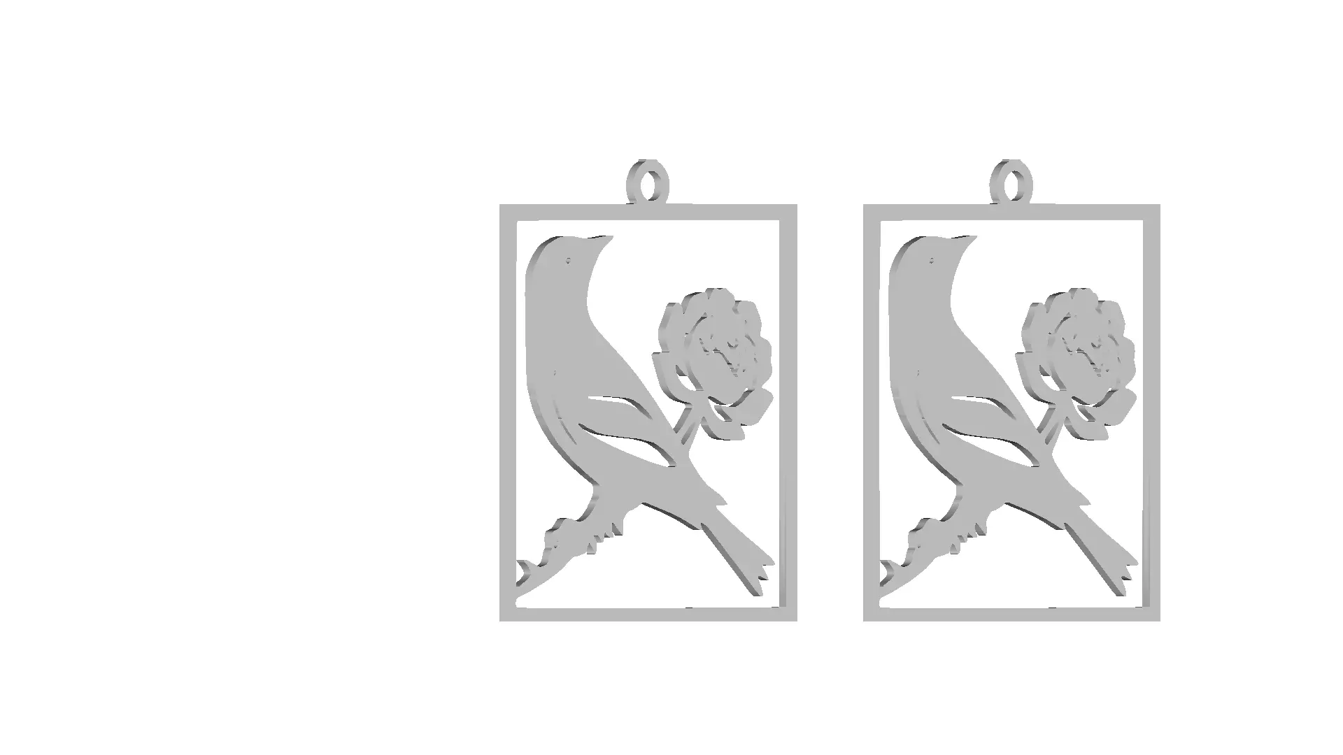 Nature Inspired Bird and Flower Silhouette Pendant 3D model_5